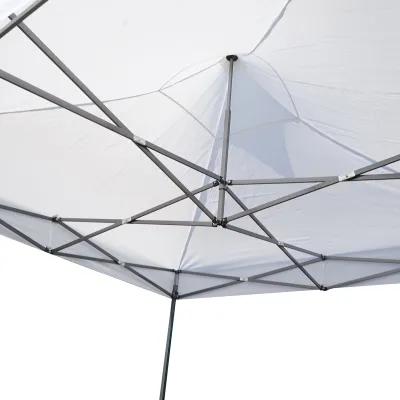 Cort pavilion pliabil 3x3m alb impermeabil, inaltime reglabila, cadru metalic Breckner Germany - imagine 4