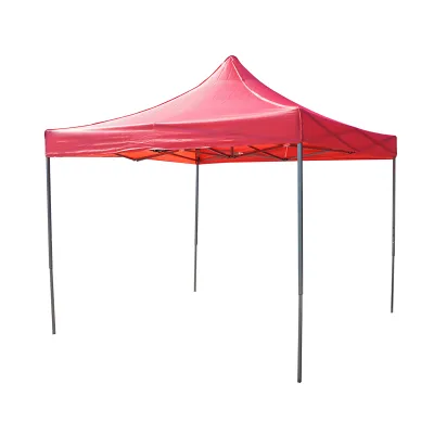 Cort pavilion pliabil 3x3m rosu impermeabil, inaltime reglabila, cadru metalic Breckner Germany