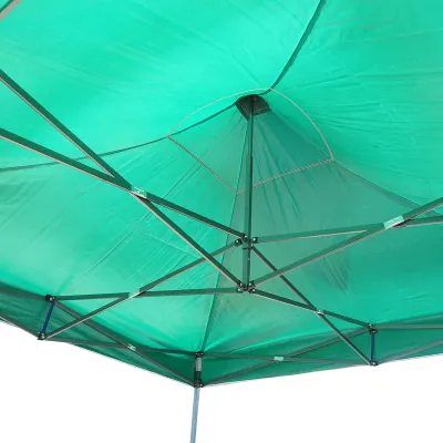 Cort pavilion pliabil 3x3m verde impermeabil, inaltime reglabila, cadru metalic Breckner Germany - imagine 4