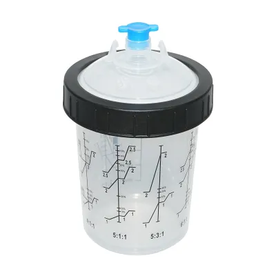 Set 50 pahare 400 ml mixare vopsea cu capac filtrant 125 microni pentru pistol de vopsit - imagine 3