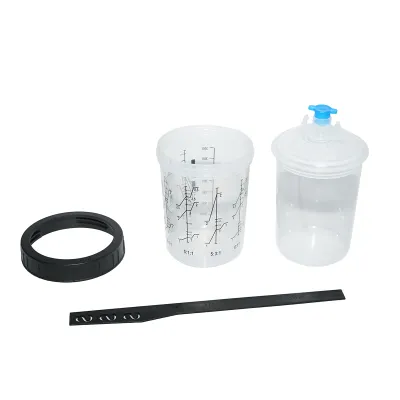 Set 50 pahare 400 ml mixare vopsea cu capac filtrant 125 microni pentru pistol de vopsit - imagine 2