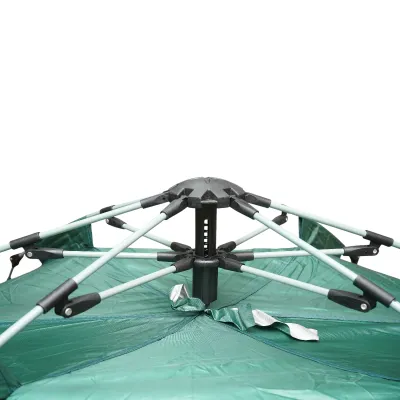 Cort camping 2 persoane verde pliabil automat pop-up 2 intrari, impermeabil cu protectie UV si plasa anti-insecte 200x200x145cm - imagine 7