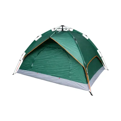 Cort camping 2 persoane verde pliabil automat pop-up 2 intrari, impermeabil cu protectie UV si plasa anti-insecte 200x200x145cm