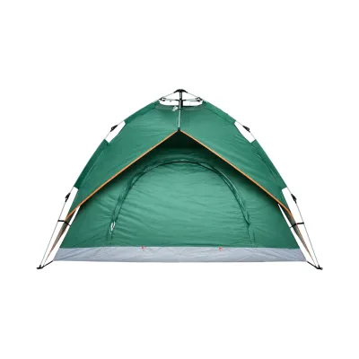 Cort camping 2 persoane verde pliabil automat pop-up 2 intrari, impermeabil cu protectie UV si plasa anti-insecte 200x200x145cm - imagine 2