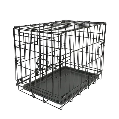 Cusca transport animale pliabila din metal cu tava detasabila si maner 44.5x30.5x36.5cm - imagine 2