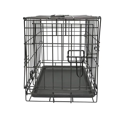 Cusca transport animale pliabila din metal cu tava detasabila si maner 44.5x30.5x36.5cm - imagine 4