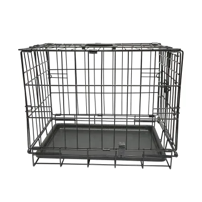 Cusca transport animale pliabila din metal cu tava detasabila si maner 44.5x30.5x36.5cm - imagine 3