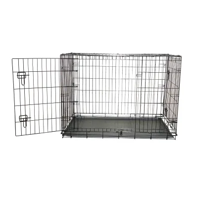 Cusca transport animale pliabila din metal cu 2 usi, tava detasabila si maner 122x75.5x84cm - imagine 2
