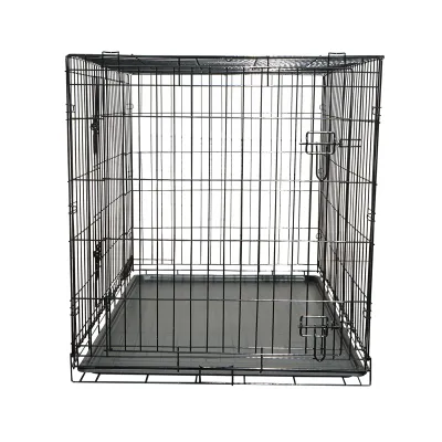 Cusca transport animale pliabila din metal cu 2 usi, tava detasabila si maner 122x75.5x84cm - imagine 3
