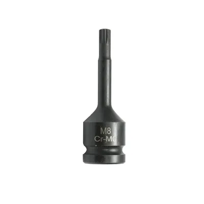 Cheie tubulara de impact bit spline M8, 78mm, patrat 1/2 inch Cr-Mo