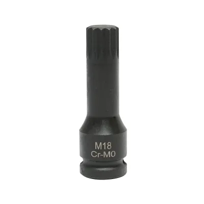 Cheie tubulara de impact bit spline M18, 78mm, patrat 1/2 inch Cr-Mo