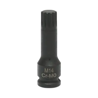 Cheie tubulara de impact bit spline M14, 60mm, patrat 3/8 inch Cr-Mo