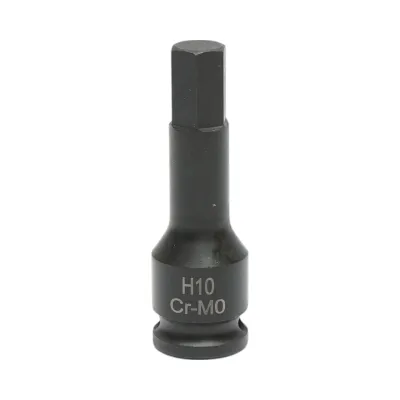 Cheie tubulara de impact bit hexagonal H10, 60mm, patrat 3/8 inch Cr-Mo