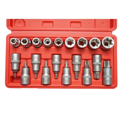 Trusa chei tubulare E-Torx E10-E24, biti torx T20-T70, patrat 1/2 inch 19 piese - imagine 3