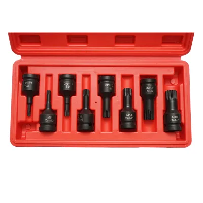 Trusa chei tubulare de impact biti spline M5-M18, patrat 1/2 inch 8 piese - imagine 3