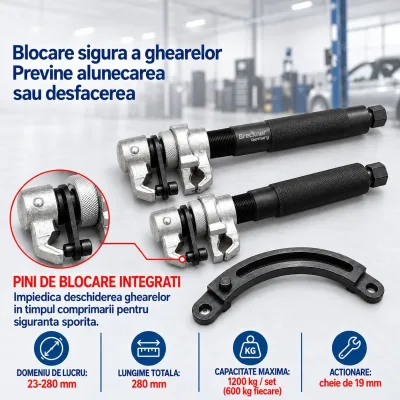Trusa presa arcuri elicoidale suspensie auto 1200kg 23-280mm Breckner Germany - imagine 7