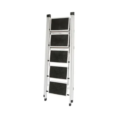 Scara metalica pliabila, 5 trepte cauciuc antiderapant, inaltime 154cm, sarcina maxima 150Kg - imagine 3