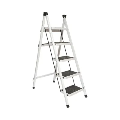 Scara metalica pliabila, 5 trepte cauciuc antiderapant, inaltime 154cm, sarcina maxima 150Kg - imagine 2