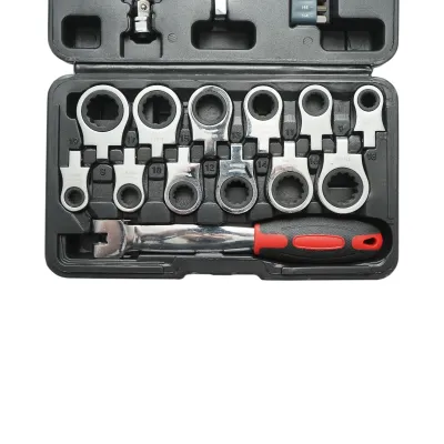 Trusa chei inelare cu clichet 8-19mm, cheie reglabila, biti hex, drepti, cruce 26 piese - imagine 3