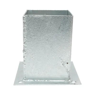 Suport stalp patrat aplicat 101x101x150mm, grosime 2mm, otel zincat - imagine 2