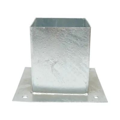 Suport stalp patrat aplicat 121x121x150mm, grosime 2mm, otel zincat - imagine 2
