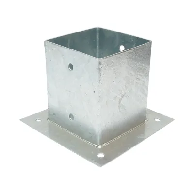 Suport stalp patrat aplicat 121x121x150mm, grosime 2mm, otel zincat