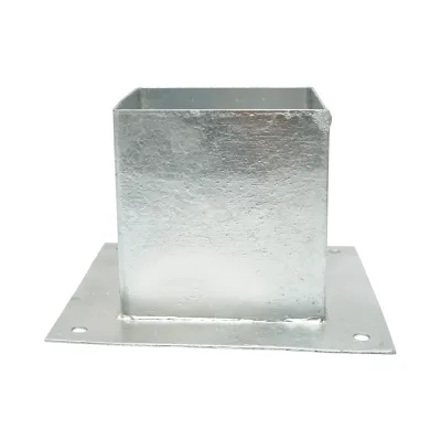 Suport stalp patrat aplicat 141x141x150mm, grosime 2mm, otel zincat - imagine 2
