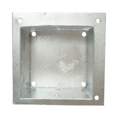 Suport stalp patrat aplicat 141x141x150mm, grosime 2mm, otel zincat - imagine 3
