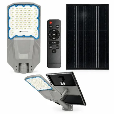 Lampa LED iluminat stradal 300W, 6500K cu panou solar 40W, baterie LiFePO4 45000mAh, telecomanda si suport prindere Breckner Germany