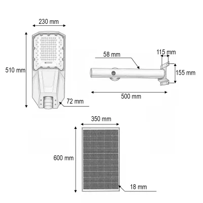 Lampa LED iluminat stradal 300W, 6500K cu panou solar 40W, baterie LiFePO4 45000mAh, telecomanda si suport prindere Breckner Germany - imagine 6