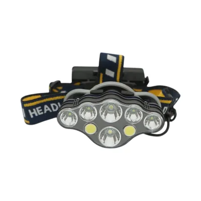 Lanterna frontala de cap cu 8 LED-uri, 3 moduri iluminare, baterie 2200mAh reincarcabila USB Crownman - imagine 2