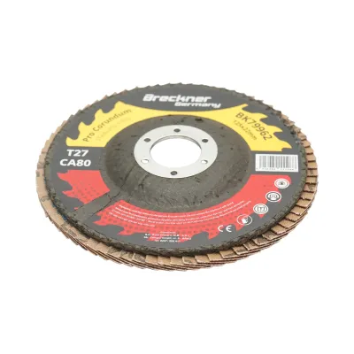 Disc lamelar abraziv corund 125x22mm T27 CA80 pentru slefuire/polizare inox si metal Breckner Germany - imagine 3