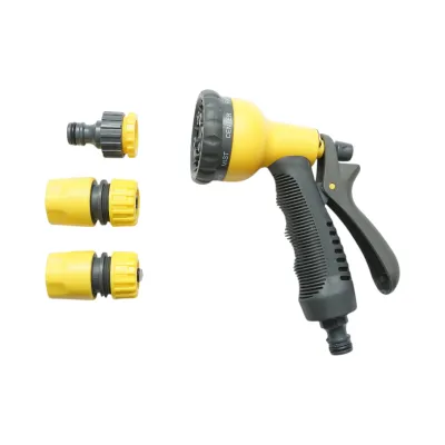 Set pistol de stropit reglabil 8 moduri cu 2 conectori 1/2 si adaptor 1/2-3/4 pentru furtun gradina Crownman