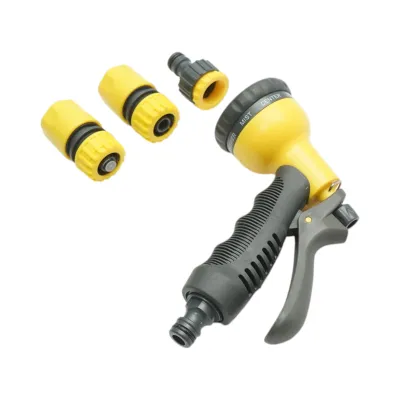 Set pistol de stropit reglabil 8 moduri cu 2 conectori 1/2 si adaptor 1/2-3/4 pentru furtun gradina Crownman - imagine 2