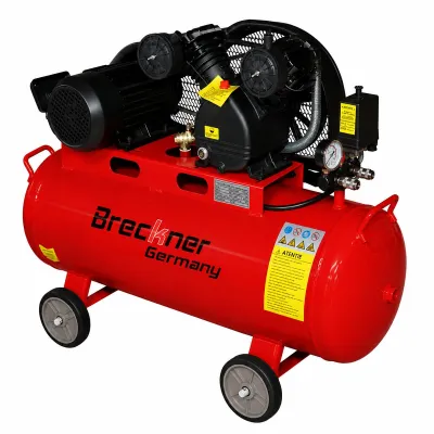 Compresor aer pe curea 100L, motor 2 cilindri in V 3CP, 2.2kW/380V, presiune maxima 8 bar, volum aer aspirat 273 L/min Breckner Germany - imagine 2
