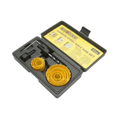 Set carote circulare otel carbon 19-64mm pentru lemn, rigips, PVC 11 piese Crownman - imagine 2