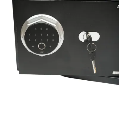 Seif mobila cu amprenta, alarma, inchidere electronica si 2 chei 350x250x250mm Breckner Germany - imagine 3