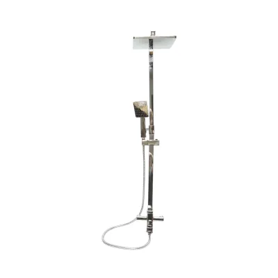 Set dus multifunctional de perete cu dus de mana, pipa cada, dus dreptunghiular, cartus ceramic, crom lucios - imagine 3