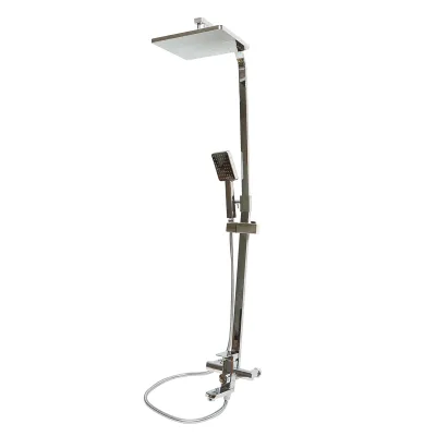 Set dus multifunctional de perete cu dus de mana, pipa cada, dus dreptunghiular, cartus ceramic, crom lucios