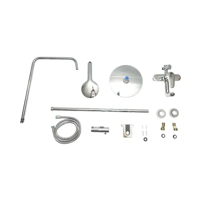 Set dus multifunctional de perete cu dus de mana, pipa cada, dus rotund, cartus ceramic, crom lucios - imagine 2