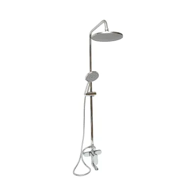 Set dus multifunctional de perete cu dus de mana, pipa cada, dus rotund, cartus ceramic, crom lucios - imagine 3