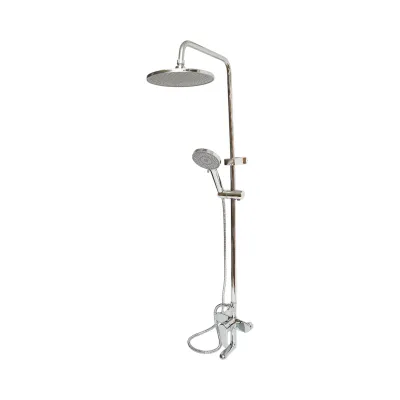 Set dus multifunctional de perete cu dus de mana, pipa cada, dus rotund, cartus ceramic, crom lucios