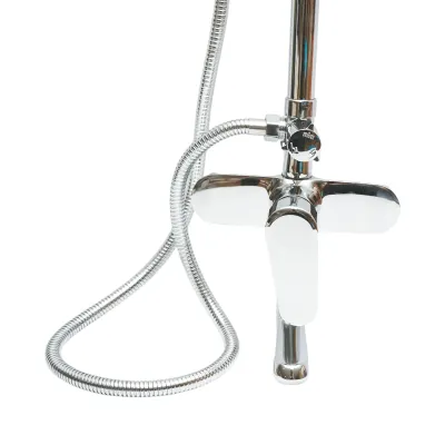 Set dus multifunctional de perete cu dus de mana, pipa cada, dus rotund, cartus ceramic, crom lucios - imagine 8