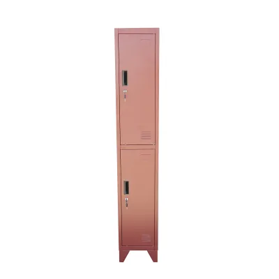 Dulap metalic fiset dublu tip vestiar maro cu 2 usi securizate si 6 rafturi 1700x300x450mm