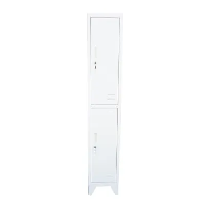 Dulap metalic fiset dublu tip vestiar gri cu 2 usi securizate si 6 rafturi 1700x300x450mm