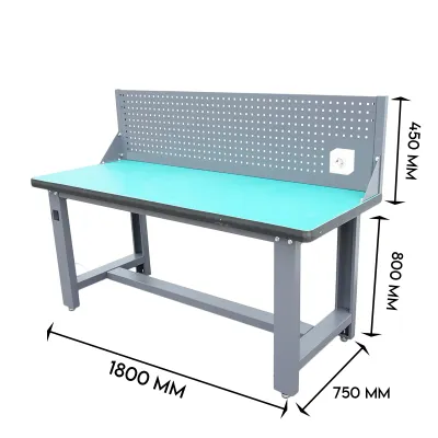Masa, banc de lucru atelier cu priza 220V si panou perforat 1800x750x800+450mm