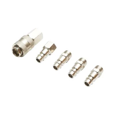 Set 5 cuple rapide 1/4 pentru furtunuri aer comprimat si scule pneumatice - imagine 3