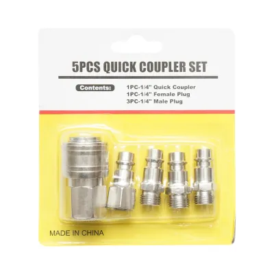 Set 5 cuple rapide 1/4 pentru furtunuri aer comprimat si scule pneumatice - imagine 2