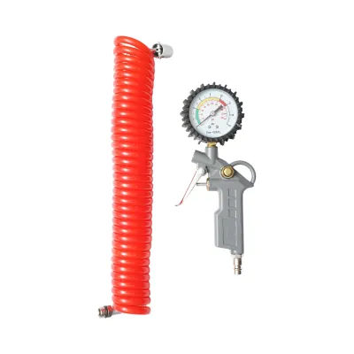 Pistol umflat roti cu furtun spiralat 5m si manometru mecanic 0-16 bar - imagine 2
