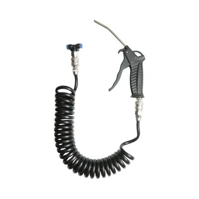 Pistol suflat aer comprimat cu duza 120mm, furtun spiralat PU 5m si mufa rapida T